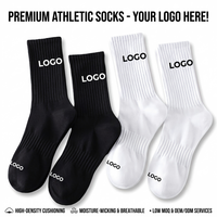Chaussettes de sport athlétiques personnalisées avec logo, chaussettes de fitness en coton blanc et noir pour hommes, chaussettes de gym avec coussinets, OEM ODM, vente en gros