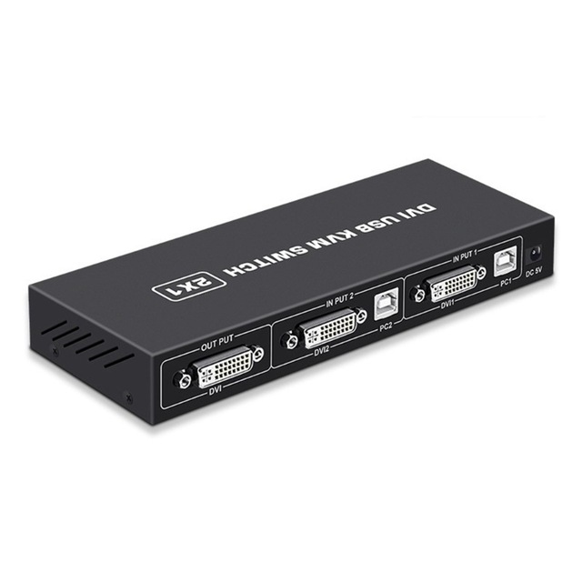 DVI USB KVM Switch 2x1 Two in One Out 4K Two Computers Sharing USB Keyboard Mouse Print Monitor Multi-Function Switching Screen
