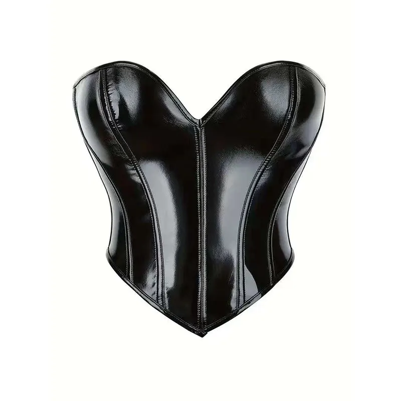 Hình trái tim Corset PVC giả da sáng bóng nhựa chặt chẽ Dây thắt lưng da PVC vú hỗ trợ sexy phụ nữ Corset