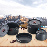 Ensemble de casseroles en acier inoxydable anodisé dur de 0,8 mm, tailles multiples, personnalisable, pour le camping, avec marmite, bouilloire et poêle à frire