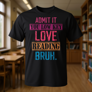 Camiseta de manga corta con estampado de cuello redondo para adultos, unisex, Quiet Book Lover Reading Joy - Product Image 3