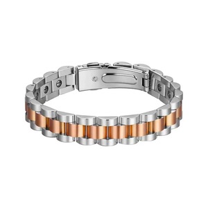 Bracelet en acier inoxydable de 10 mm de largeur avec éléments en hématite et aimants noirs - Product Image 3
