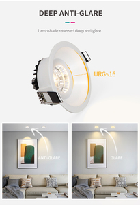 ไฟสปอร์ตไลท์ LED แบบฝัง 7W กันน้ำ IP44 ป้องกันแสงสะท้อน ปรับความสว่างได้ ตัวเรือนอะลูมิเนียมหล่อขึ้นรูป 3000K มาตรฐาน CE RoHS - Product Image 5