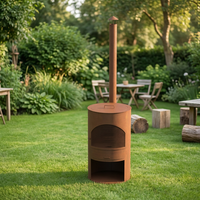Cheminée extérieure en acier Corten avec structure KD et étiquette personnalisée
