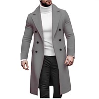 Nouveau Manteau Long en Laine pour Homme 2025 – Col Revers, Couleur Unie, Épais et Chaud, Style Décontracté et Habillé