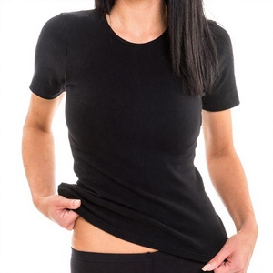 Camiseta Casual Negra Sólida, Transpirable, 100% Algodón, con Bordado, Talla Regular 32 - Product Image 2