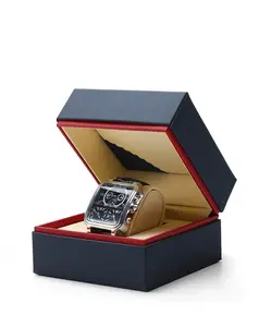 Caixa de relógio de couro personalizada, logotipo personalizado no atacado de ouro pu caixa de relógio de couro oem china fornecedor mecânico relógio de pulso das mulheres e colar caixa de presente