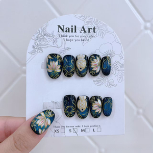 <span class=keywords><strong>Faux</strong></span> <span class=keywords><strong>ongles</strong></span> à presser faits main, 10 pièces, design amande, en ABS, modèle tendance, gravure florale personnalisée - Product Image 1