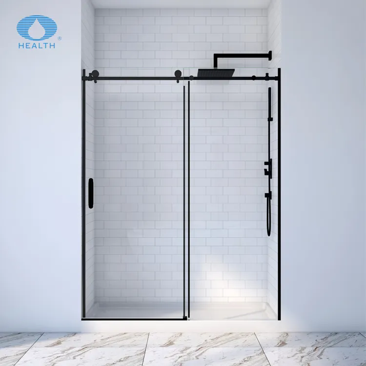 60in Stainless steel 304 aluminum profile tempered glass frame less shower door