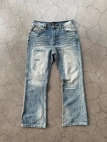 Jean en denim coupe droite taille haute pour homme, délavé, style streetwear, idéal pour l'hiver et l'automne, usage quotidien