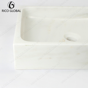 Lavabo Rectangular de Cerámica Blanca para Baño, Diseño Minimalista, Acabado Pulido, Montaje Sobre Encimera - Product Image 3