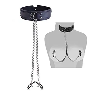 Sexe Adult Sex Toys Anneau de cou Pinces à mamelon Collier d'esclave Sex Bondage Produits sexy