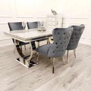 Fanaosi dining room furniture extendable restaurant tables dining table set 6 seater modern grey marble dining tables in UK