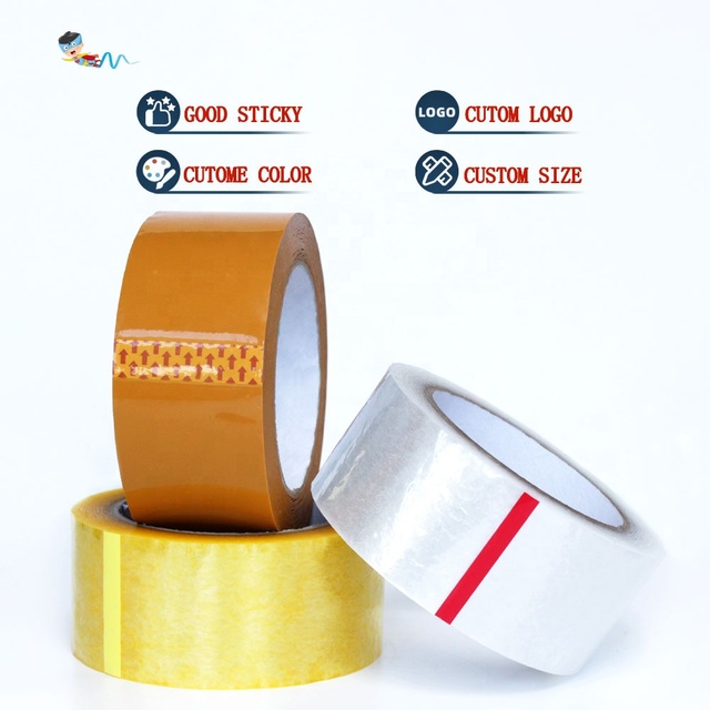 Heavy Duty Custom Logo Brown Yellow Transparent Clear Color Cello Carton Packing Packaging Sealing Shipping BOPP Adhesive Tape
