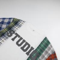T-shirts à manches longues amples et droits pour hommes, style streetwear, 100% coton, patchwork contrasté