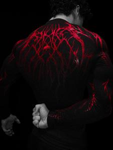 Haut de compression à manches longues pour homme, imprimé crâne gothique, design géométrique musculaire, tissu hautement extensible, chemises pour la salle de sport, l'entraînement, la course à pied - Product Image 2