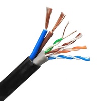 Kabel UTP Cat5e Outdoor dengan Kabel Daya 2 Inti 0.75mm untuk Kamera CCTV Siamese, Kabel Komunikasi