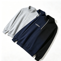 Sweat-shirt polaire pour homme grande taille, col montant, demi-zip, coupe classique, hiver, personnalisable, plusieurs coloris, brodé