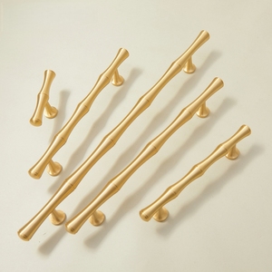 Brass Bamboo Shape Wardrobe Door Handles American Modern Minimalist Luxury <strong>Gold</strong> <strong>Drawer</strong> <strong>Pulls</strong> for Cabinet and Wine Cellar - Product Image 3