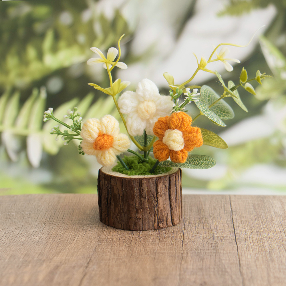 3pcs Puff Flower - Yellow
