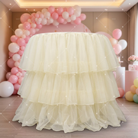 Jupe de table en tulle multicouche Muwei, nappe ronde à volants pour mariage, anniversaire, fête prénatale, décoration de fête
