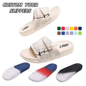 Bedroom Slippers with Custom Logo for Woman Custom <strong>Velcro</strong> Upper Slides Slippers for <strong>Men</strong> Custom <strong>Men's</strong> <strong>Shoes</strong> for Own Logo - Product Image 1