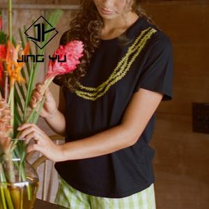 T-shirt en coton pour femmes, vente chaude d'usine, été, fabricant, t-shirt imprimé à col rond ajusté personnalisé - Product Image 3