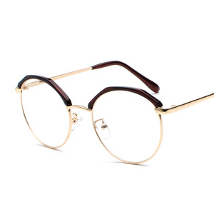 Maidis <b>Round</b> Metal Eyeglass <b>Frame</b> Women's Korean Style Fashion Trend Plano Lenses Blue Light Protection - Product Image 2