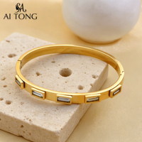 Pulseras de Acero Inoxidable con Baño de Oro PVD de 18K, Resistentes al Agua, con Circonitas Brillantes, Joyería de Moda para Mujer, Regalo para Chicas, Fiesta