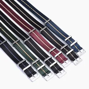 JUELONG Premium Quality 1.4mm Smooth Nylon Watch Strap 20mm 22mm Replacement Debossed Nylon Striped Watch Strap