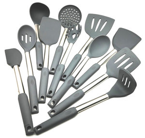 Ustensiles de cuisine en Silicone, accessoires de cuisine, ensemble de casseroles en acier inoxydable, ensembles d'ustensiles de cuisine antiadhésifs, 12 pièces - Product Image 1