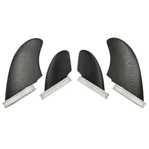 Surfboard-Flossen hochwertige Doppelflossen 2 Flossen Quad-Set Fiberglaslinien schwarze Farbe RM