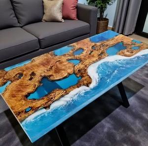 Mesa de Comedor de Madera Maciza de Resina Epoxi de Diseño Moderno Hecha a Mano, Personalizada para Restaurante, Madera de Acacia para Decoración de Comedor - Product Image 3