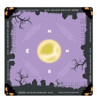 Tapis de table carré en caoutchouc à motif Crâne, Os, Citrouille et Chapeau de Sorcier sur fond noir, pour Mahjong et jeux de table festifs