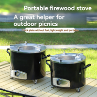 Poêle à bois en acier inoxydable épaissi avec double poignée, portable pour le camping en extérieur, idéal pour les pique-niques et la cuisine en milieu sauvage