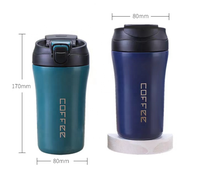 Gobelet isotherme en acier inoxydable de 400 ml, anti-fuite, avec couvercle rabattable, mug de voyage, possibilité de personnaliser le logo, pour les trajets au bureau
