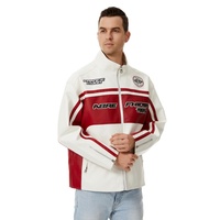 Veste en cuir matelassée à points lâches pour homme, motif chiffres anglais, veste d'automne