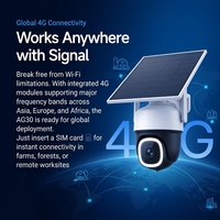 Caméra sans fil solaire 4G LTE AOV 24/7 avec enregistrement, boîtier noir extérieur, PTZ 1080P, batterie, CCTV, sans WiFi, détection IA
