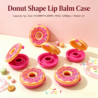 ISMAN Étui vide pour baume à lèvres en forme de donut, 5g, rose, avec couvercle à charnière, emballage cosmétique fantaisie, design dessert, vente en gros