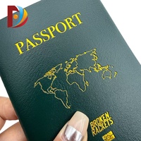 Libreta Personalizada de Cuero PU con Forma de Pasaporte, Estampado en Dorado con Mapa del Mundo, Logotipo Personalizado, Libreta de Recuerdos Cosida y Grabada en Relieve para Negocios