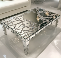 Table basse de luxe moderne avec miroir Meubles en diamant écrasé Table à miroir pour le salon Nouveau design de table à thé