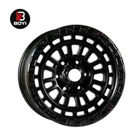 Jantes tout-terrain en alliage d'aluminium de 24 pouces, formées par flux, avec design simulé Beadlock pour SUV, pick-up, remorque, jantes universelles à rayons multiples