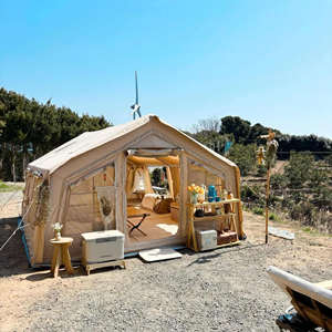 Outdoor 17.2 Inflatable <b>Tent</b> Hut Green PVC Oxford Fabric Waterproof Four-season Two Bedrooms Living <b>Room</b> Quick Setup - Product Image 1