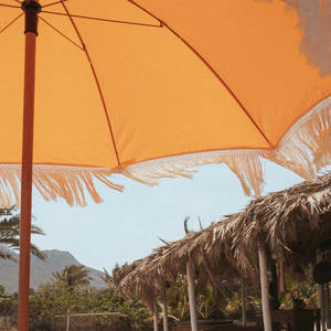 Ombrellone da Esterno Vintage Personalizzato con Effetto Legno Arancione, Frange Macramè e Nappe <span class=keywords><strong>per</strong></span> Giardino, Picnic e Balcone - Product Image 4