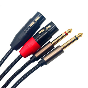 XLR 母头转 <span class=keywords><strong>1</strong></span>/<span class=keywords><strong>4</strong></span> 英寸 TS 电缆 2 XLR 母头转 2 X 6.35 毫米四分之一英寸 TS 单声道 Y 型分线器音频连接麦克风电缆扬声器 - Product Image 4