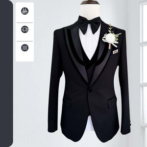 Ensemble Complet <span class=keywords><strong>de</strong></span> <span class=keywords><strong>Mariage</strong></span> <span class=keywords><strong>de</strong></span> Haute Qualité pour Homme, Veste à Revers Cranté avec <span class=keywords><strong>Pantalon</strong></span> à Braguette Zippée, 3 Pièces - Product Image 2