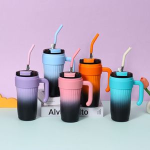 Cartoon Print Insulated Stainless Steel Tumbler With Straw For Children Back To School Use - Product Image 2