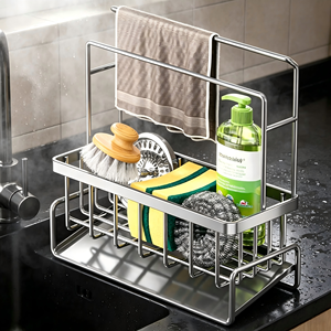 Mutfak Lavabosu Sünger Tutucu Duvara Monte Tezgah Üstü Bulaşık Bezi Saklama Rafı Lavabo Düzenleyici Mutfak Lavabosu Aksesuarları için - Product Image 6