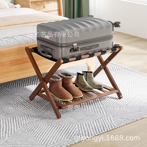 Wooden Luggage Rack Foldable 3 Tier <b>Suitcase</b> Holder For Bedroom Guesthouse Hotel <b>Storage</b> - Product Image 1