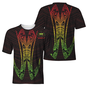 Camisetas con estampado de la bandera americana de Samoan para hombre, camisetas informales con estampado de la bandera americana polinesiana <span class=keywords><strong>Tribal</strong></span> B & <span class=keywords><strong>W</strong></span>, color negro - Product Image 2